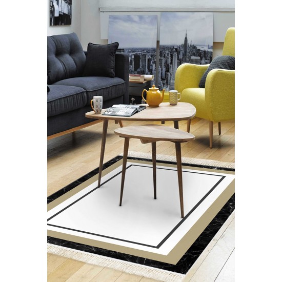 Eko Trend Djt Halı Yıkanabilir Kaymaz Taban 673m Bordürlü Krem