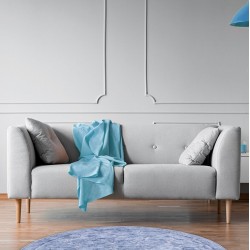 Antik Eskitme Açık Mavi Cotton Yuvarlak Halı ( 120 x 120 cm )